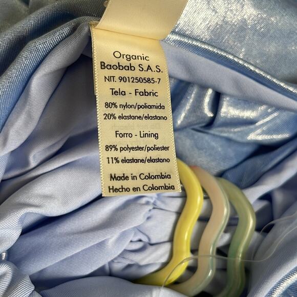 BAOBAB Luna Llena One Shoulder Cutout Ruched Metallic Galactico Maxi Dress Sz M - Picture 9 of 9